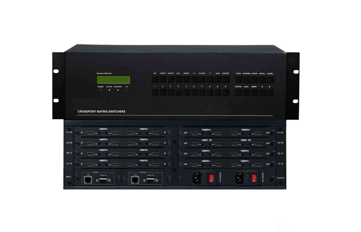 16路16进16出高清无缝混合矩阵支持双控制卡双电源