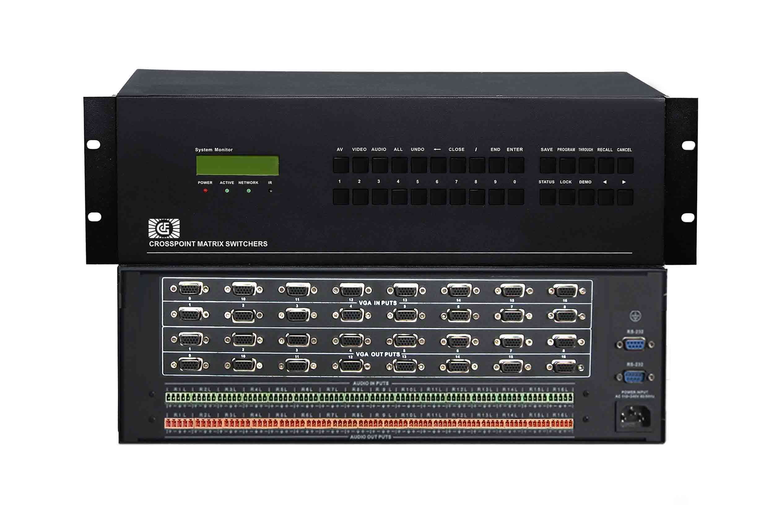 GEFFEN高清VGA矩阵16进16出带16路音频输入输出