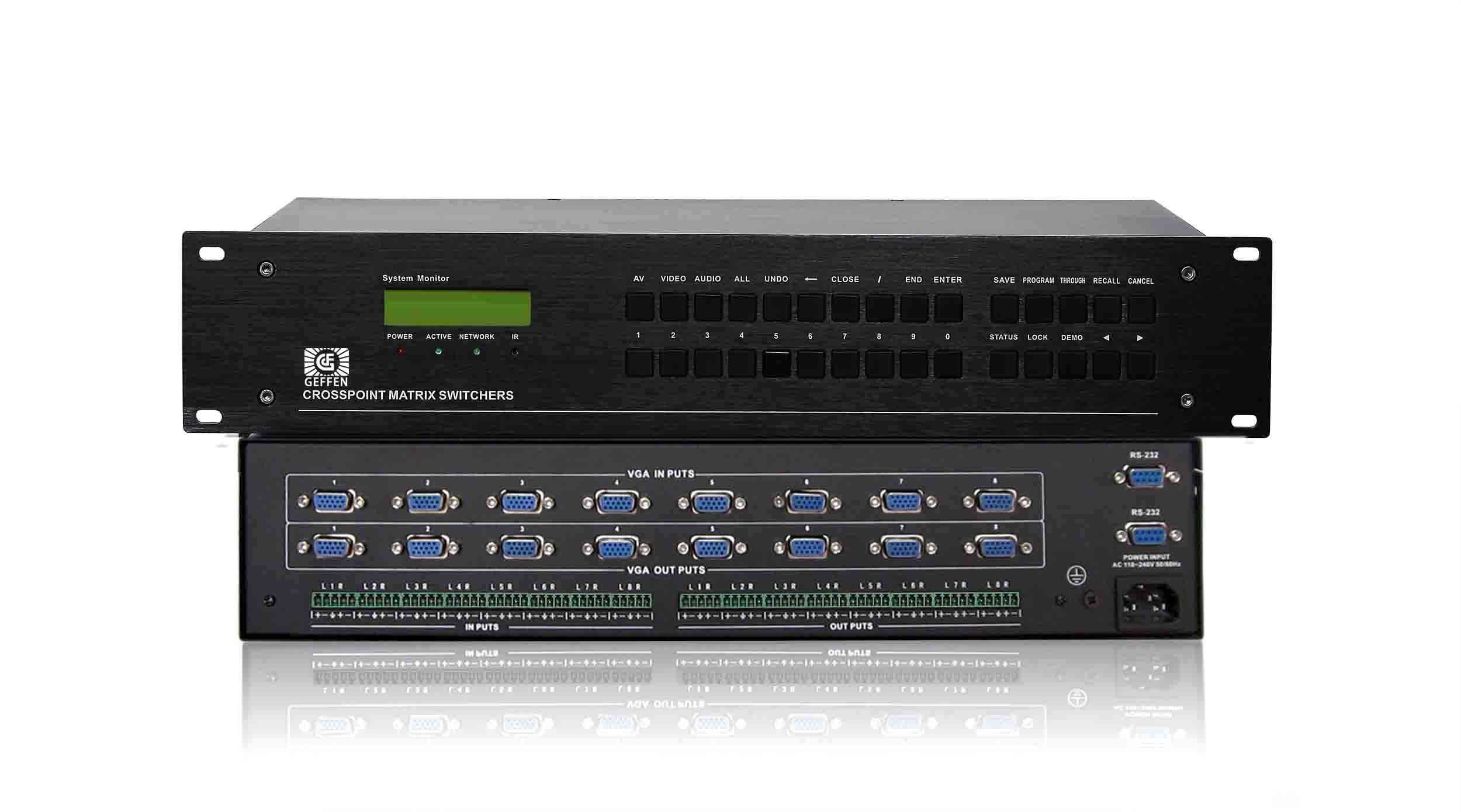 VGA8进8出带8口独立音频输出矩阵